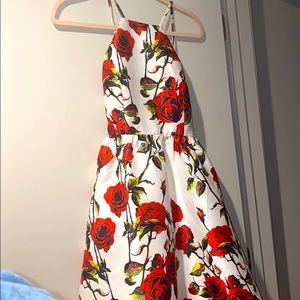 Open back halter dress